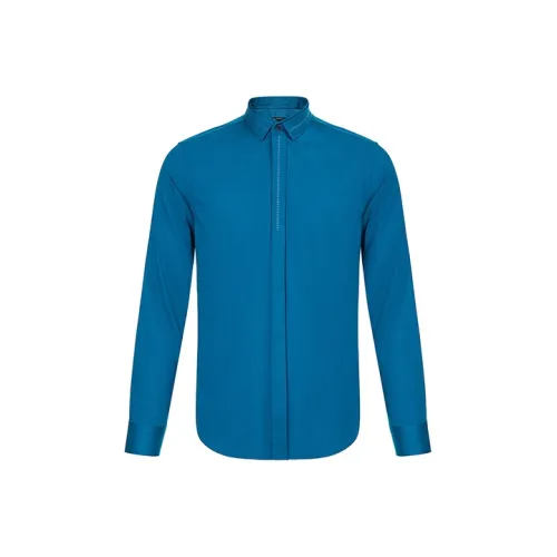 DAVID NAMAN Озерно-голубой Мужская Рубашка