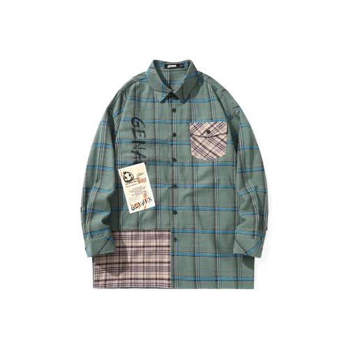 GENANX Зеленая клетка Мужская рубашка