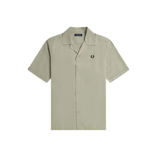 FRED PERRY Linen Blend Revere Ожерелье-рубашка Мужская Seaweed Color