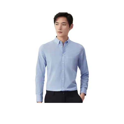 Red Bean Базовый Кнопка Пуховые Клетчатый Длинный рукав Рубашка Мужской