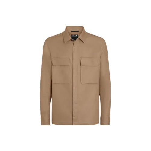 Ermenegildo Zegna Темно-бежевые Мужские Рубашки