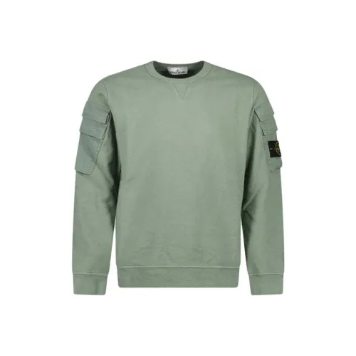 STONE ISLAND Шалфейно-зеленый Мужские Свитшоты
