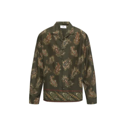 ETRO Зеленые Мужские Рубашки