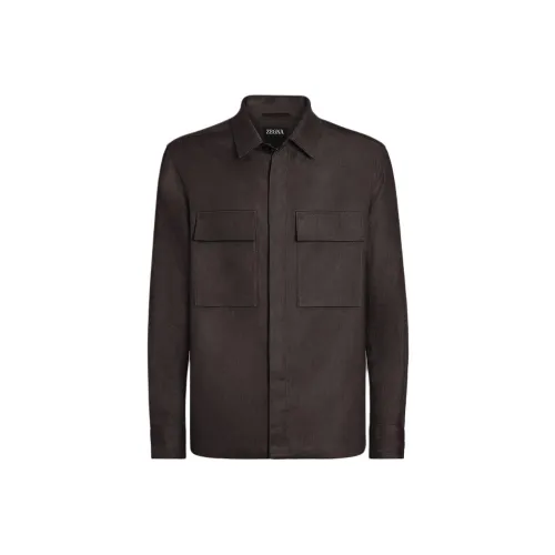 Ermenegildo Zegna Темно-коричневые Мужские Рубашки