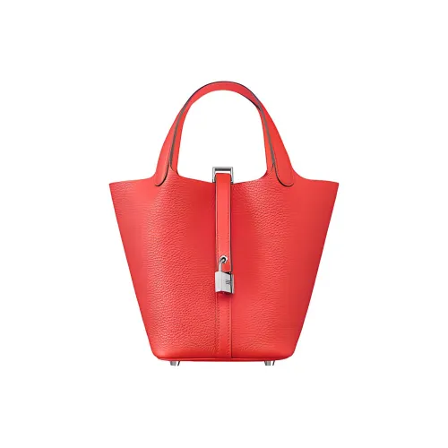 HERMES Picotin Lock Коровья кожа Корзинка-сумка Сумка 22 Женские 0E Розовый Texas Розовый