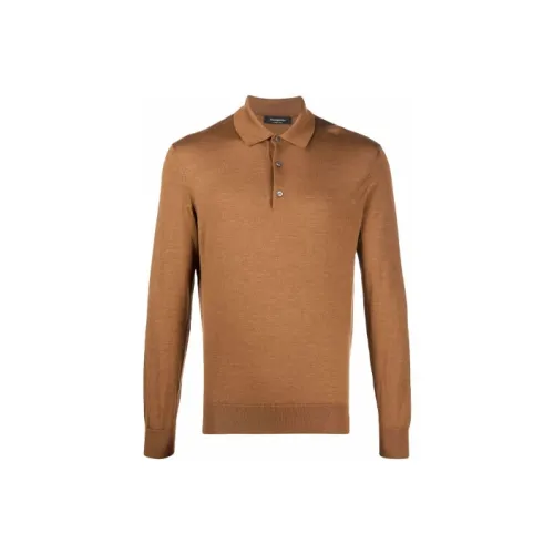 Zzegna Мужская поло коричневого цвета