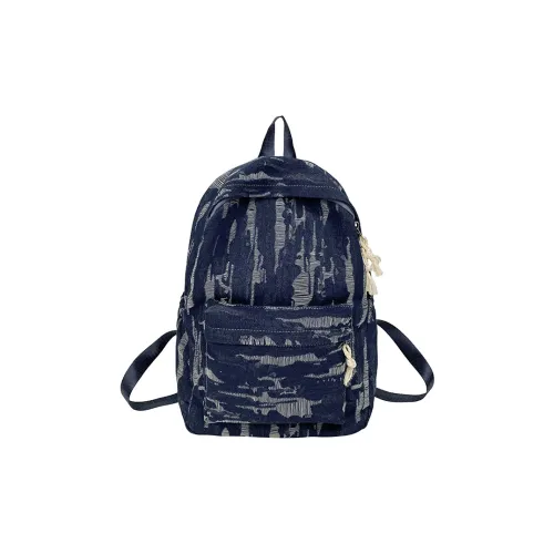 SEVENMOONS Denim Backpack Unisex Light Dark Blue Black Dark Blue SEVENMOONS Деним Рюкзак Унисекс Светлый Темно-синий Черный Темно-синий