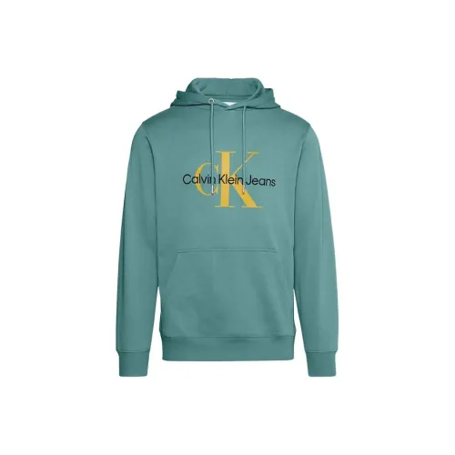CALVIN KLEIN Хлопковая Смешанная Флисовая Толстовка Толстовка Мужская Зеленая