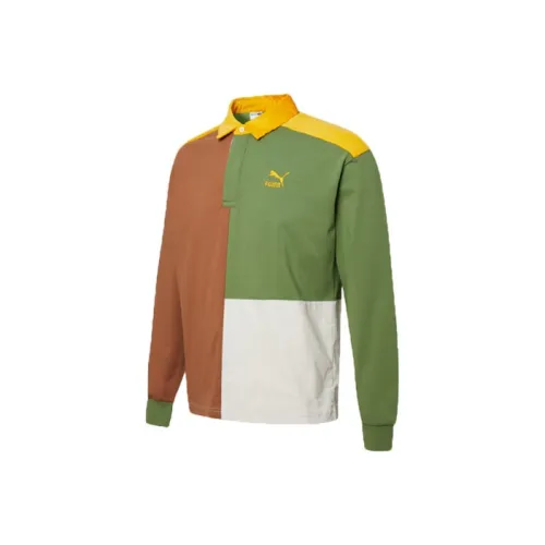 PUMA Ретро Желтая земля Охра Мужская Поло