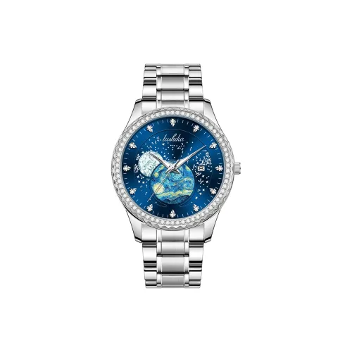 Lushika Starry Series Кварцевый автоматический механический механизм ремешок из нержавеющей стали часы для мужчин синий циферблат