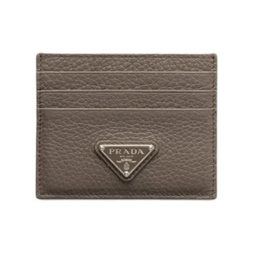 PRADA Мужской держатель для карт из телячьей кожи серый