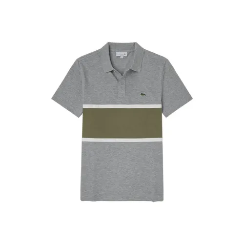 Мужская поло серого цвета с коллаборацией LACOSTE