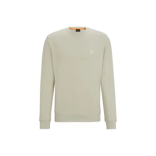 HUGO BOSS Cotton Terry Relaxed Fit Толстовка с логотипом Patch Толстовка Мужской Светлый Бежевый