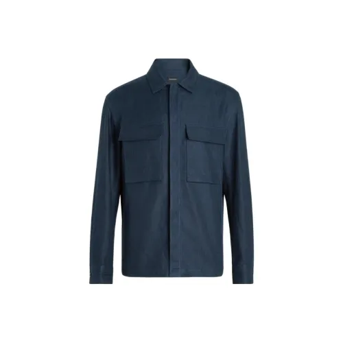 Ermenegildo Zegna Blue Men's Shirts Эргенжильдо Зегна Синий Мужские Рубашки