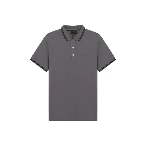 EMPORIO ARMANI Темно-серая мужская поло рубашка