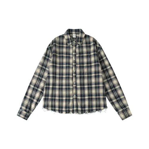 COUNTRY MOMENT Рубашка Унисекс Бежевый Синий Клетка