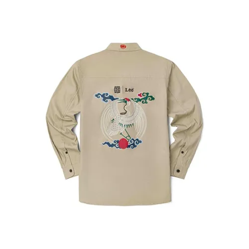 Lee совместный бренд SS22 Животный узор Рубашка Весенний Летний Мужской Светлый Бежевый