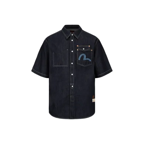 EVISU Джинсовый Синий Мужские Рубашки