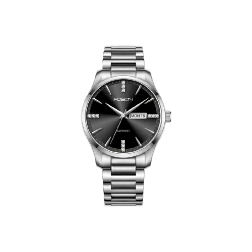 ROSDN Кварцевый механизм ремешок из нержавеющей стали черный циферблат мужские часы