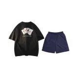 2 пачки (Черная рубашка с коротким рукавом + Темно-синие шорты)