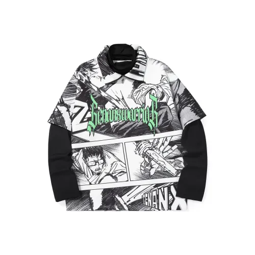 GENANX Белый с Черным узором Унисекс Свитшоты