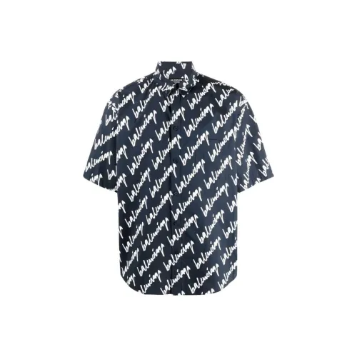 Balenciaga Рубашка Свободного кроя Мужская Синяя