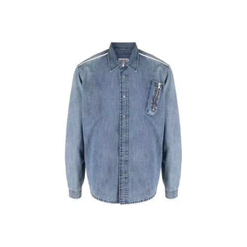 DIESEL SS22 Рубашка Мужская Светло-Синяя