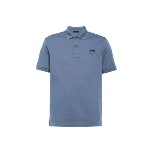 PRADA Мужская поло синего цвета