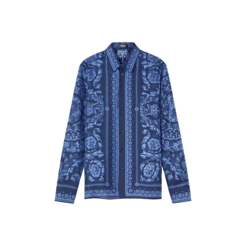 VERSACE SS24 Рубашка Мужская Морской Синий