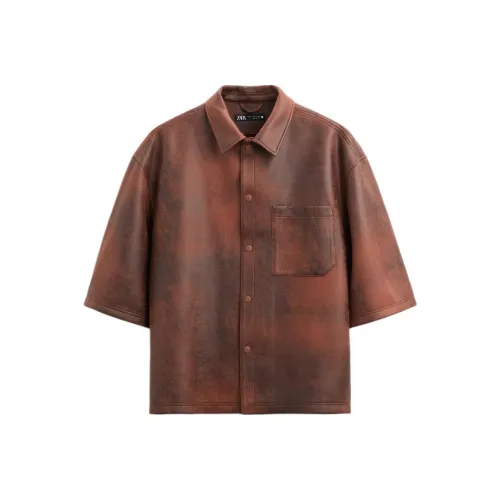 ZARA Темно-красные Мужские Рубашки