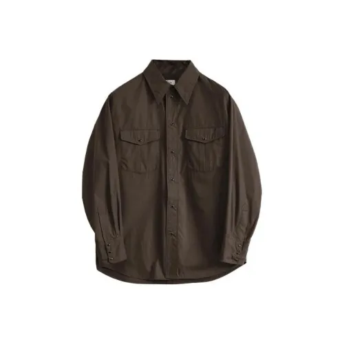 Lemaire Western Shirt с кнопками мужская коричневая