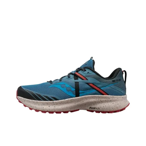 Saucony Ride 15 Противоскользящие Устойчивые к истиранию Низкие Кроссовки для бега по пересеченной местности Мужские Синие