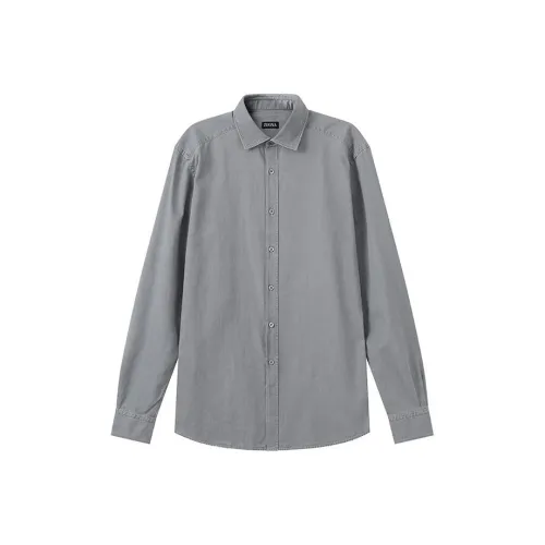 Ermenegildo Zegna Light Gray Men's Shirts Эргенжильдо Зегна Светло-Серые Мужские Рубашки