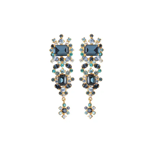 Jennifer Behr Стальной Золотой Покрытый Синтетический Кристалл Серьги с Изумрудом Женские Синий