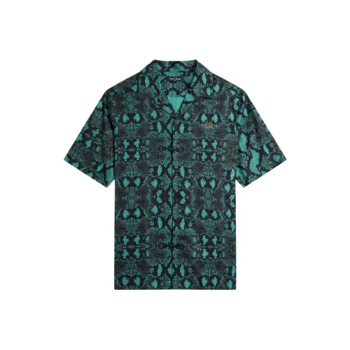 FRED PERRY Змея с принтом Revere Ожерелье-чокер Рубашка Мужская Зеленая