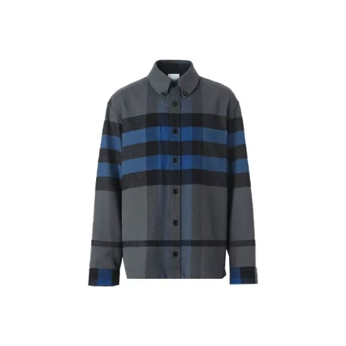 Burberry Черный Серый Цвет Мужские Рубашки