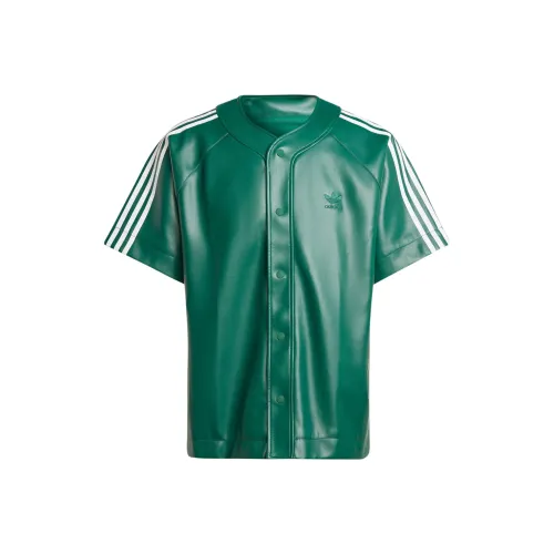Adidas Originals SS24 Искусственная кожа Adicolor Рубашка Мужская Лесной зеленый