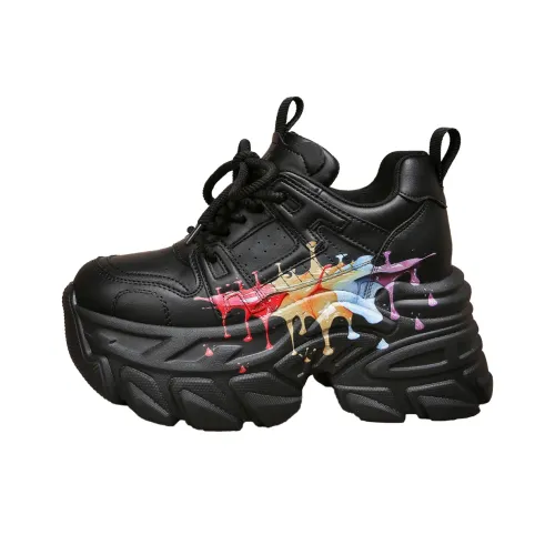 Forest Princess визуально увеличивает рост Низкий топ Толстая подошва Кроссовки Женские Черные