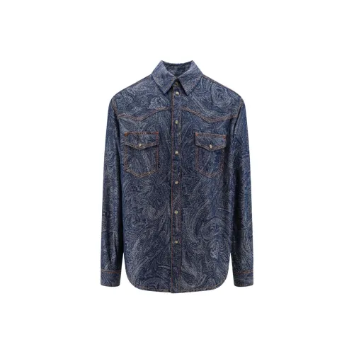 ETRO Мужские Синие Рубашки