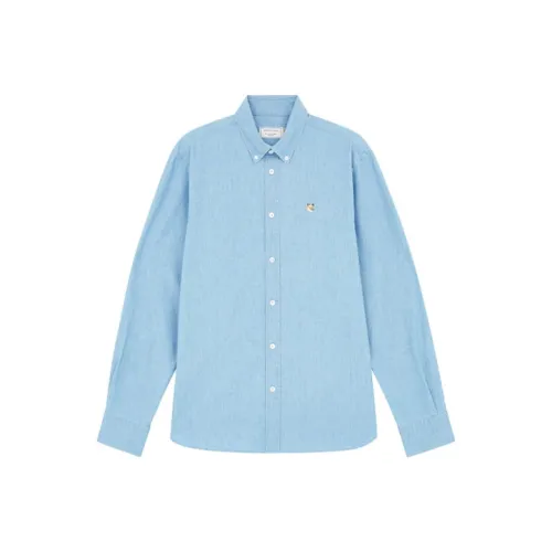 Maison Kitsune Мужские Синие Рубашки