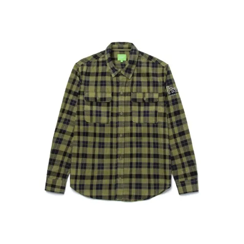 HUF совместный бренд Зеленые Мужские Рубашки