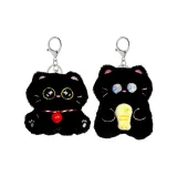 Мягкий и милый красный колокольчик, щебечущий маленький черный кот, подвеска + мягкий и милый щебечущий маленький черный кот, держащий рыбку, подвеска