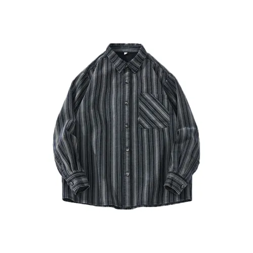 Zanzas Рубашка Мужская Черно-Белые Полосы