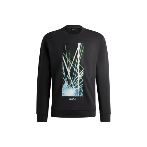 Hugo Boss Хлопковая Смешанная Толстовка с 3D Логотипом Мужская Черная