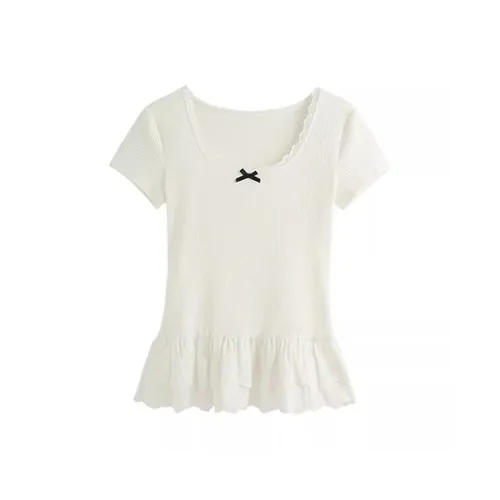 Versatile Basic T-Shirt Women's Pure White Color Универсальная базовая футболка женская цвет чисто белый