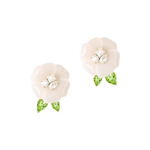 AMANI 18К золото Агат Ромб Перидот Оливин Серьги Унисекс Белый