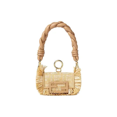 FENDI Baguette Хлопок Сумка Extra Mini Женская Бежевая