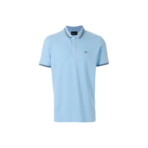 EMPORIO ARMANI Light Blue Men's Polo Shirt EMPORIO ARMANI Светло-голубая мужская поло рубашка