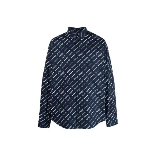 Balenciaga Рубашка Loose Fit Мужская Темно-синий