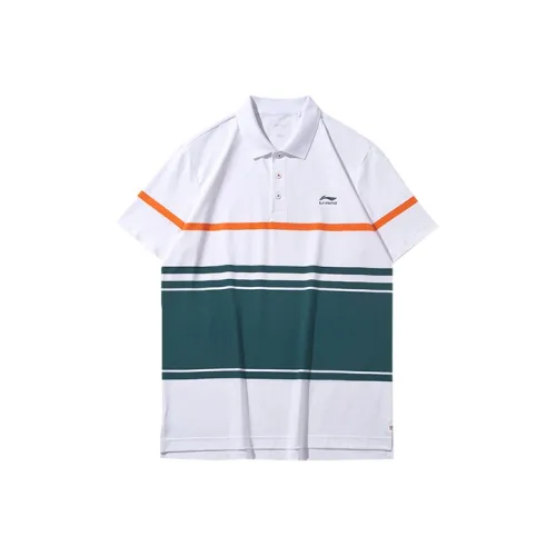 LINING Стандартный Белый Флуоресцентный Пламя Оранжевый Морской Синий Мужская Поло